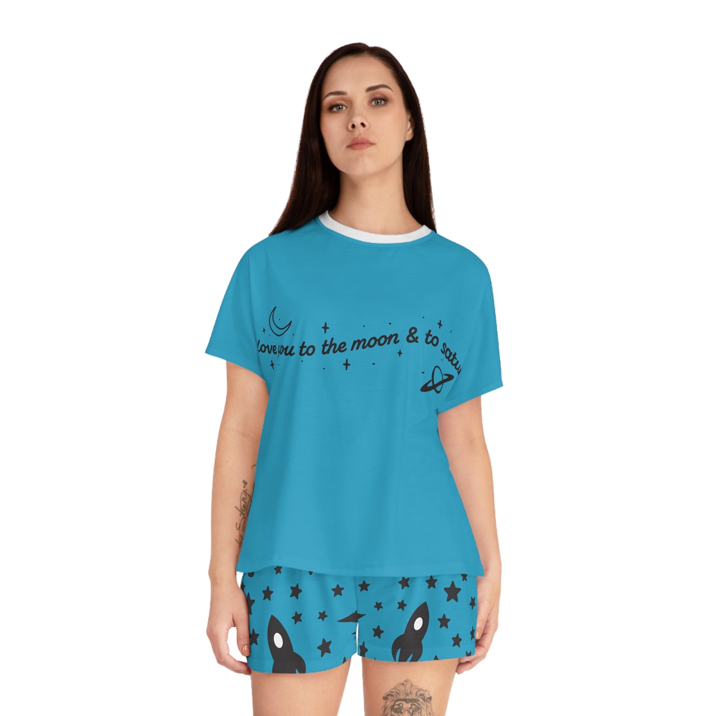 To the Moon & Saturn Women's Short Pajama Set