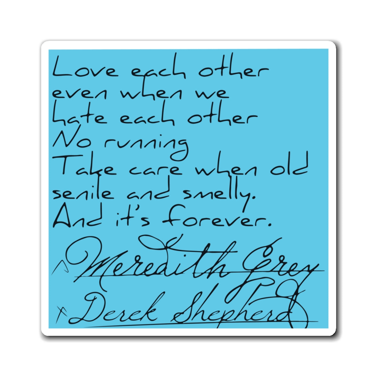 Meredith and Derek Post It Magnet