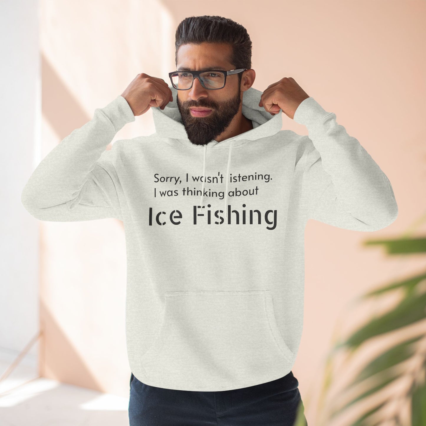 Ice Fishing Three-Panel Fleece Hoodie