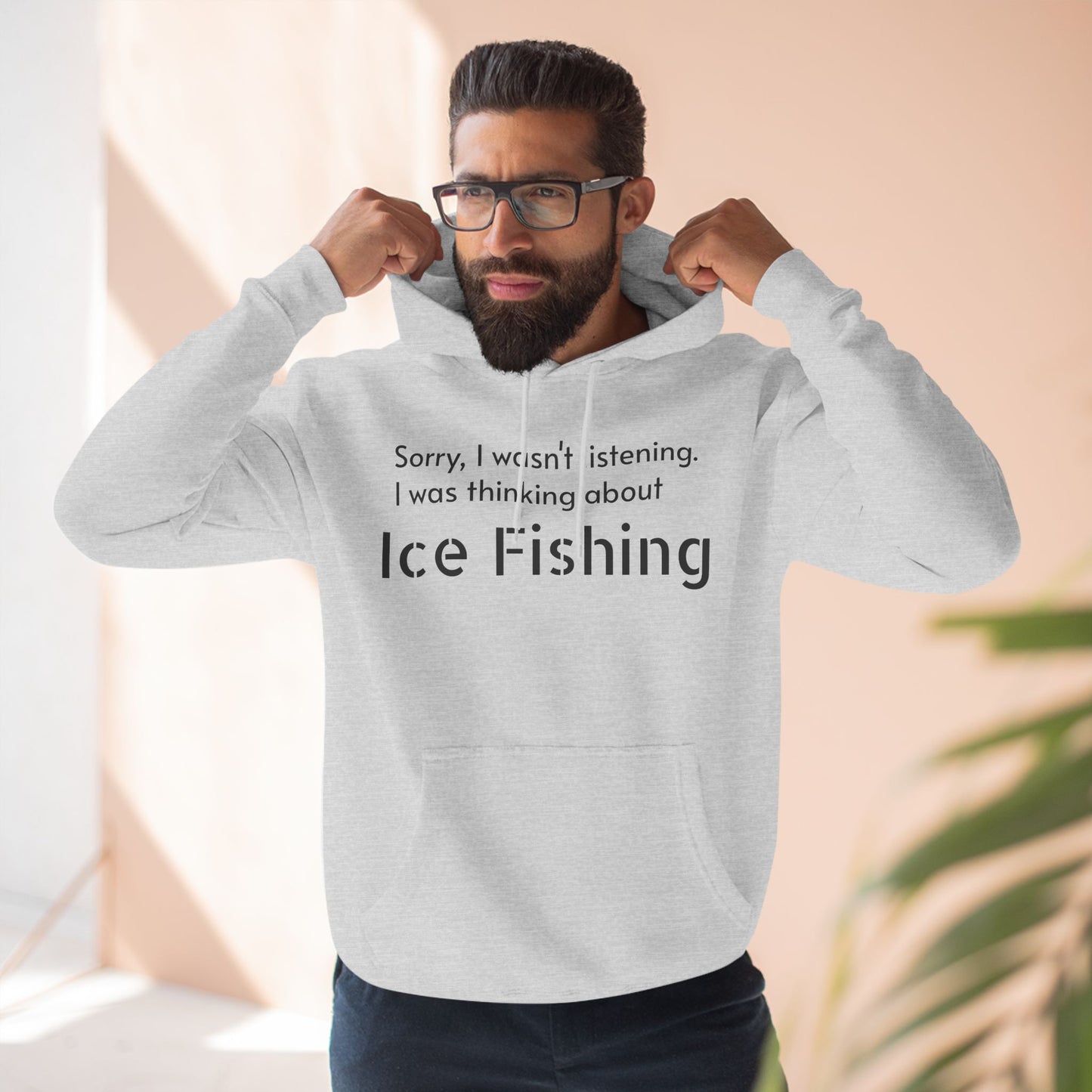 Ice Fishing Three-Panel Fleece Hoodie