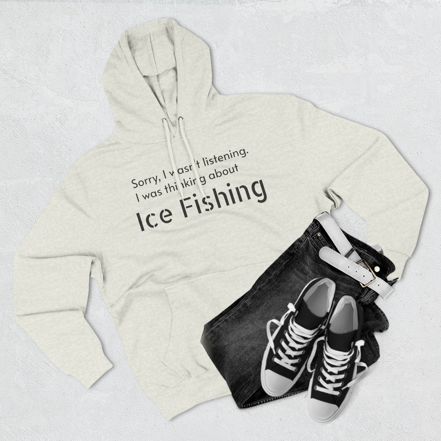 Ice Fishing Three-Panel Fleece Hoodie